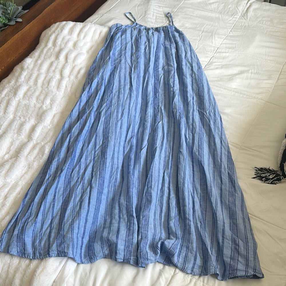 Blue Striped Maxi Dress